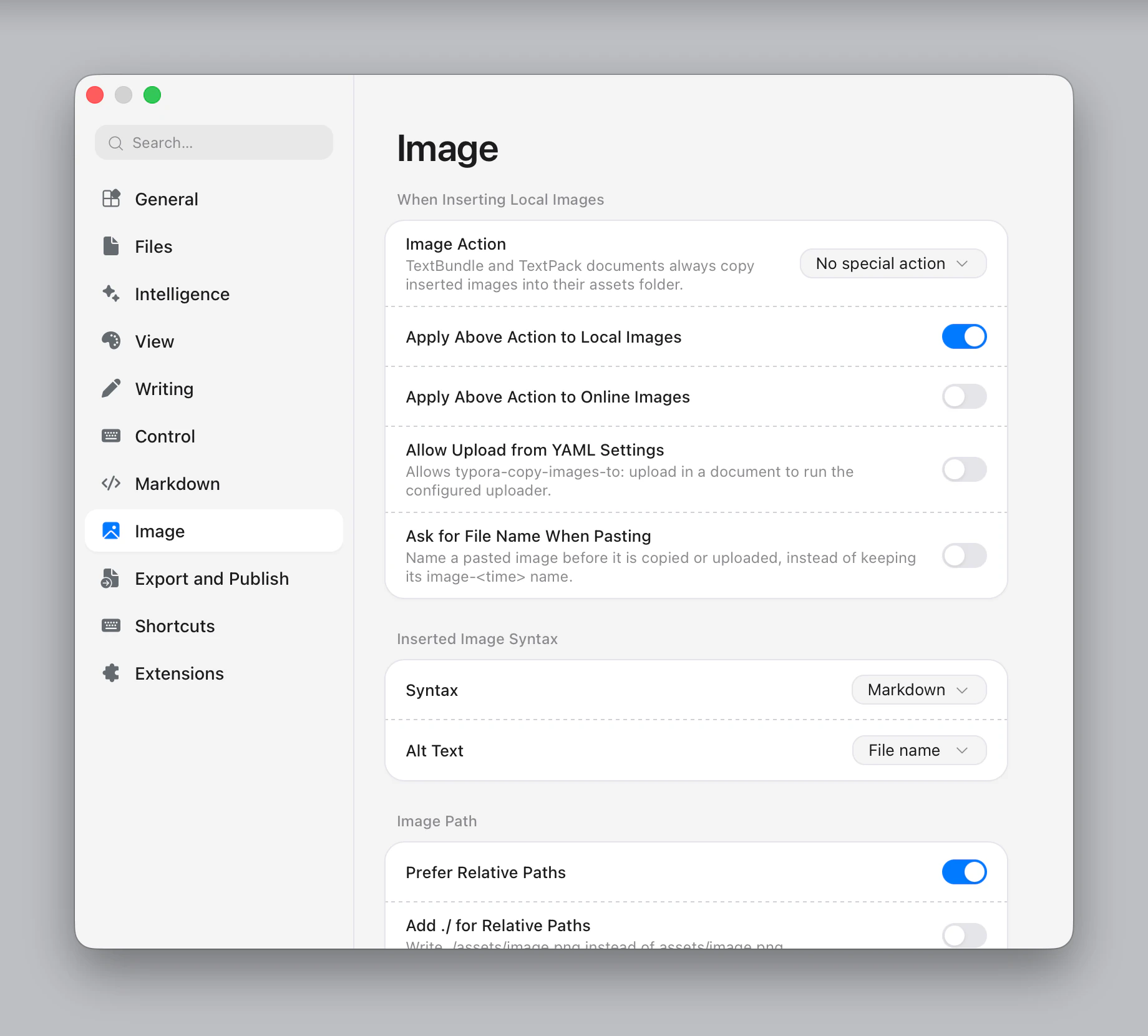 Settings ▸ Image